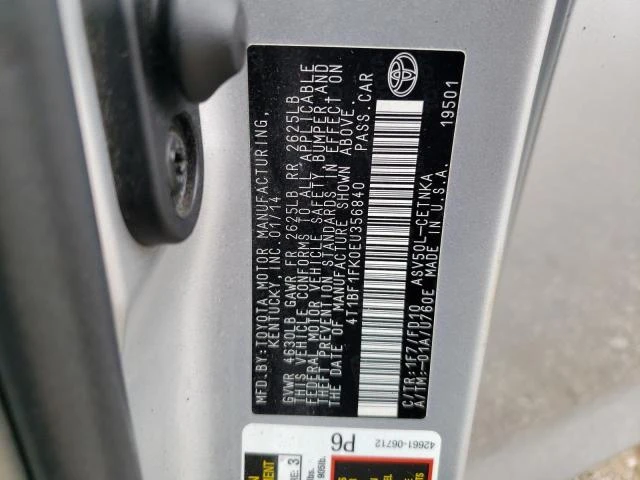 Photo 11 VIN: 4T1BF1FK0EU356840 - TOYOTA CAMRY L 