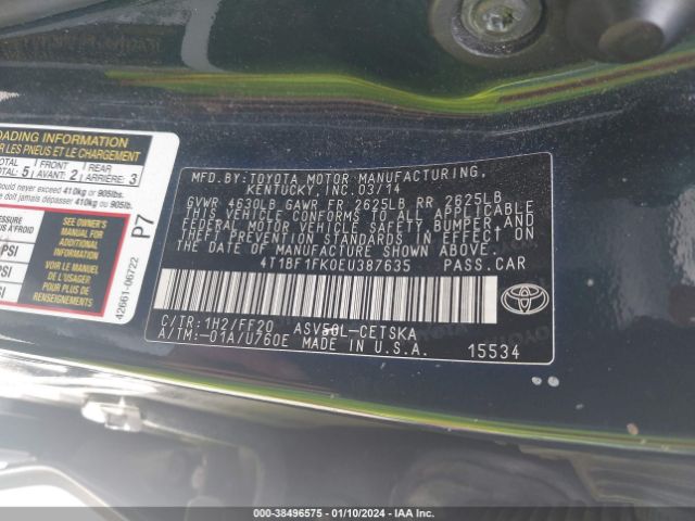 Photo 8 VIN: 4T1BF1FK0EU387635 - TOYOTA CAMRY 