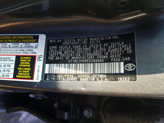 Photo 9 VIN: 4T1BF1FK0EU389465 - TOYOTA CAMRY L 