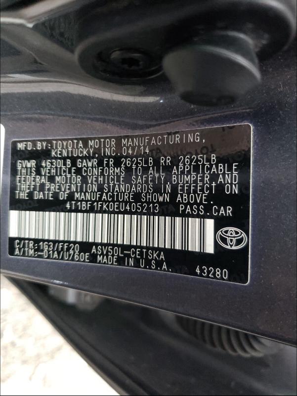 Photo 9 VIN: 4T1BF1FK0EU405213 - TOYOTA CAMRY L 