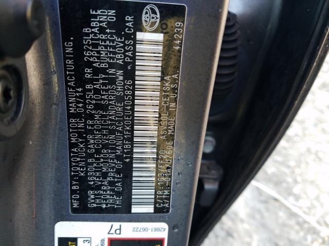 Photo 9 VIN: 4T1BF1FK0EU405826 - TOYOTA CAMRY L 