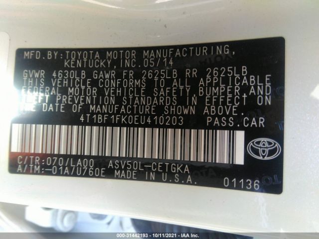 Photo 8 VIN: 4T1BF1FK0EU410203 - TOYOTA CAMRY 