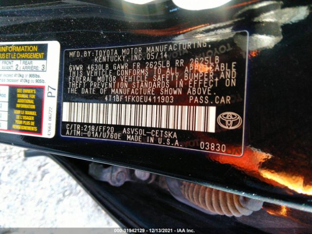 Photo 8 VIN: 4T1BF1FK0EU411903 - TOYOTA CAMRY 