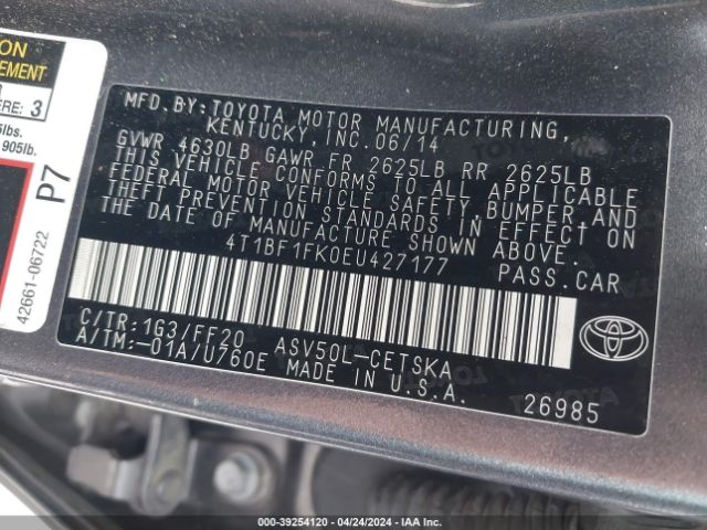 Photo 8 VIN: 4T1BF1FK0EU427177 - TOYOTA CAMRY 