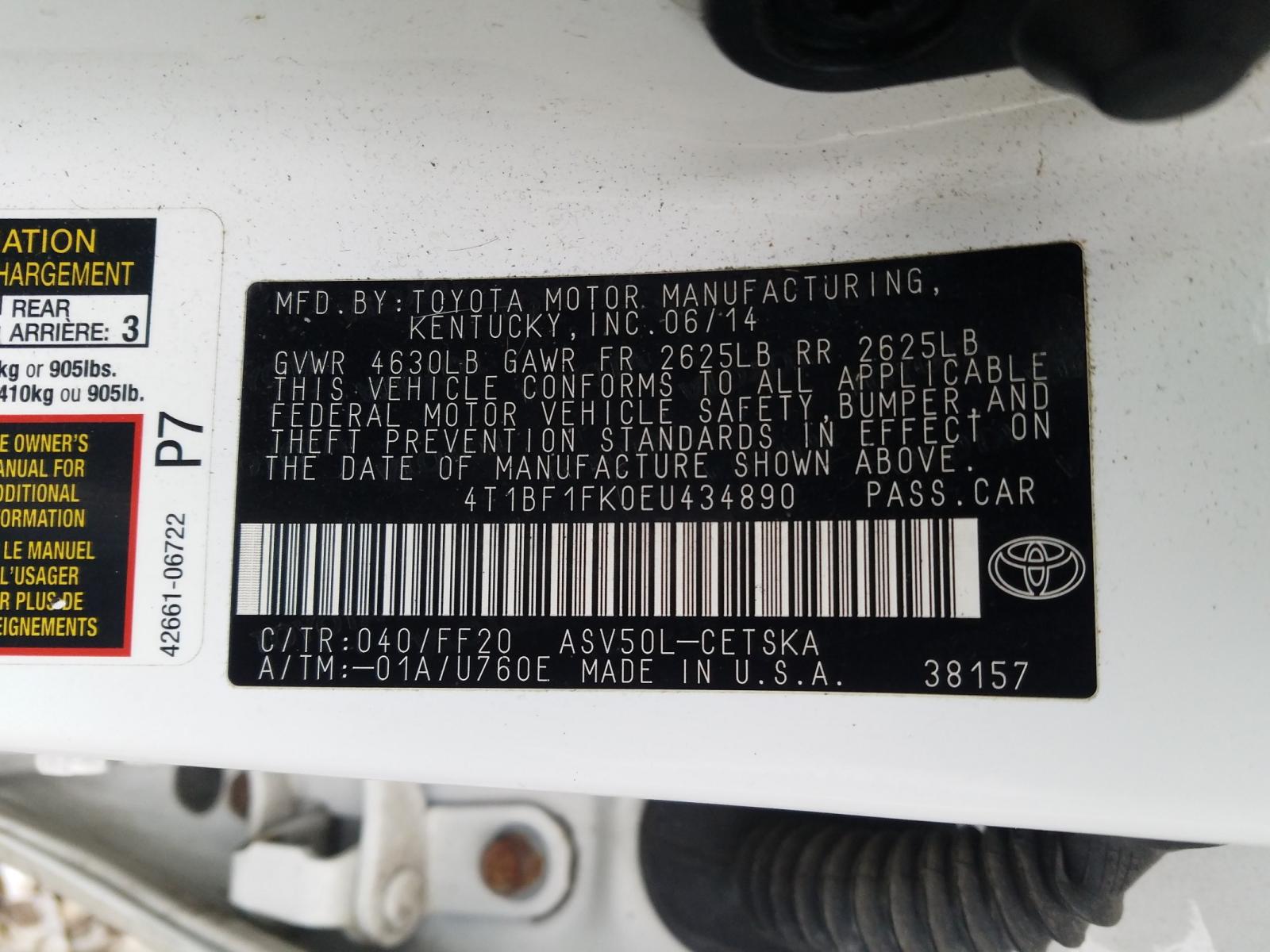 Photo 9 VIN: 4T1BF1FK0EU434890 - TOYOTA CAMRY L 