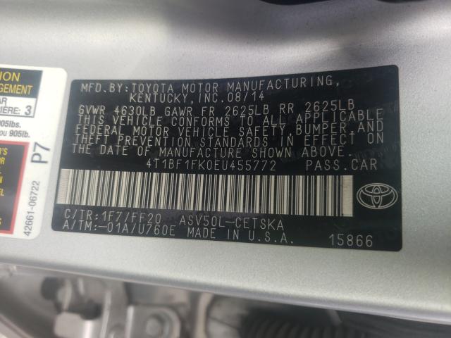 Photo 9 VIN: 4T1BF1FK0EU455772 - TOYOTA CAMRY L 