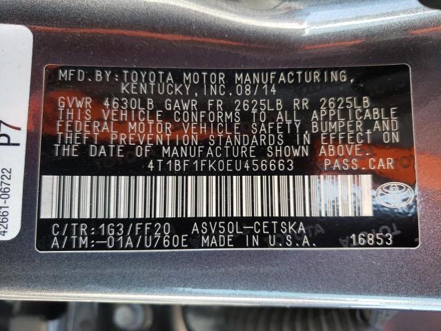 Photo 11 VIN: 4T1BF1FK0EU456663 - TOYOTA CAMRY L 