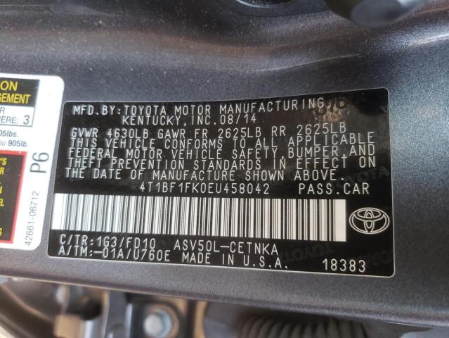 Photo 9 VIN: 4T1BF1FK0EU458042 - TOYOTA CAMRY L 