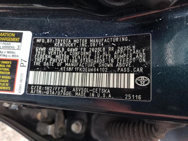 Photo 9 VIN: 4T1BF1FK0EU464102 - TOYOTA CAMRY L 