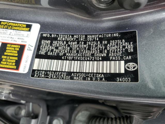 Photo 11 VIN: 4T1BF1FK0EU472104 - TOYOTA CAMRY 