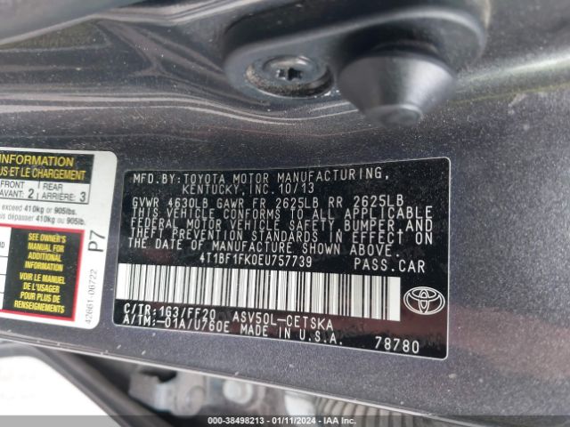 Photo 8 VIN: 4T1BF1FK0EU757739 - TOYOTA CAMRY 