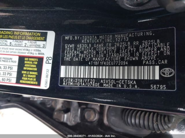 Photo 8 VIN: 4T1BF1FK0EU772094 - TOYOTA CAMRY 