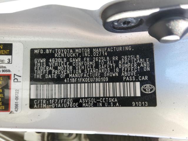 Photo 11 VIN: 4T1BF1FK0EU790109 - TOYOTA CAMRY L 