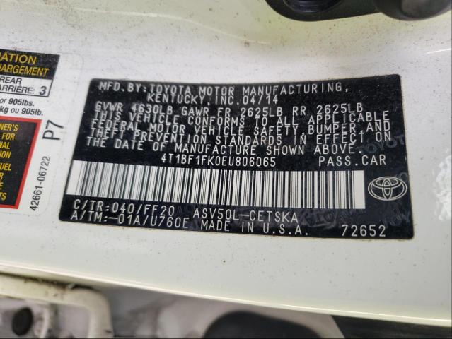 Photo 9 VIN: 4T1BF1FK0EU806065 - TOYOTA CAMRY L 