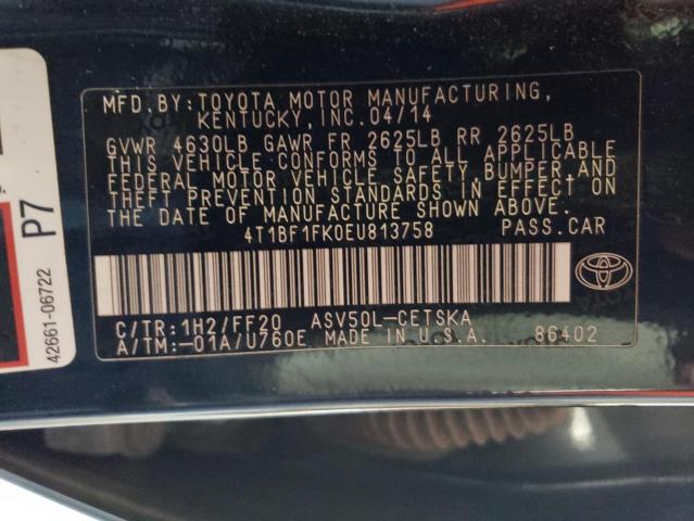 Photo 12 VIN: 4T1BF1FK0EU813758 - TOYOTA CAMRY 