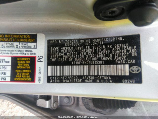 Photo 8 VIN: 4T1BF1FK0EU815381 - TOYOTA CAMRY 