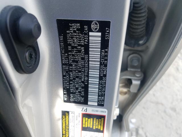 Photo 9 VIN: 4T1BF1FK0EU824095 - TOYOTA CAMRY L 