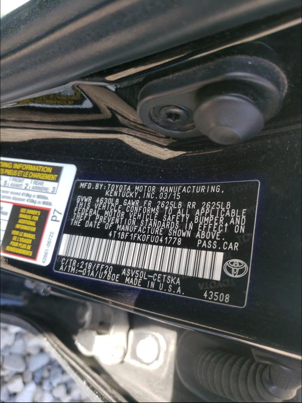 Photo 9 VIN: 4T1BF1FK0FU041778 - TOYOTA CAMRY 