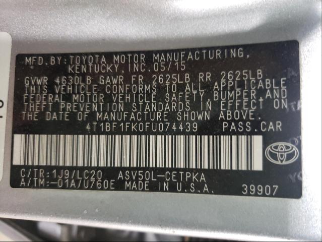 Photo 9 VIN: 4T1BF1FK0FU074439 - TOYOTA CAMRY LE 