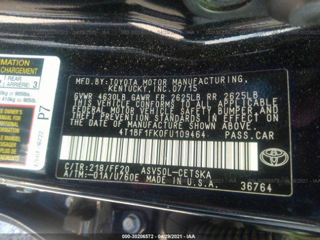 Photo 8 VIN: 4T1BF1FK0FU109464 - TOYOTA CAMRY 