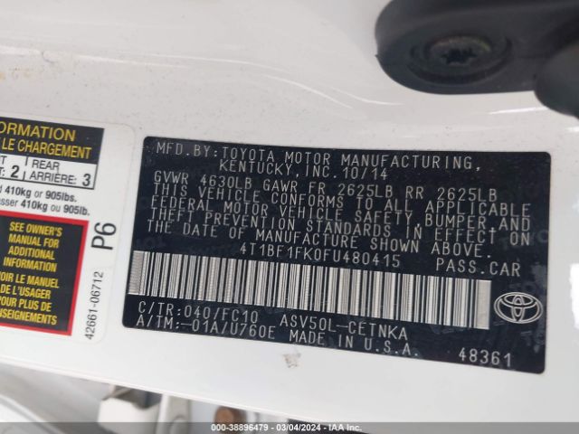 Photo 8 VIN: 4T1BF1FK0FU480415 - TOYOTA CAMRY 