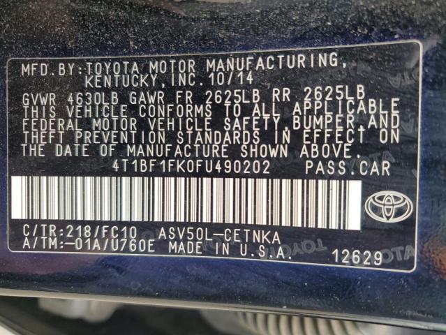 Photo 11 VIN: 4T1BF1FK0FU490202 - TOYOTA CAMRY 