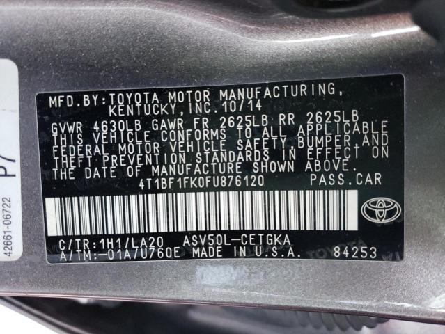 Photo 9 VIN: 4T1BF1FK0FU876120 - TOYOTA CAMRY LE 