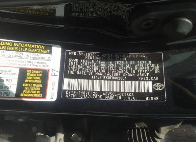 Photo 8 VIN: 4T1BF1FK0FU882001 - TOYOTA CAMRY 