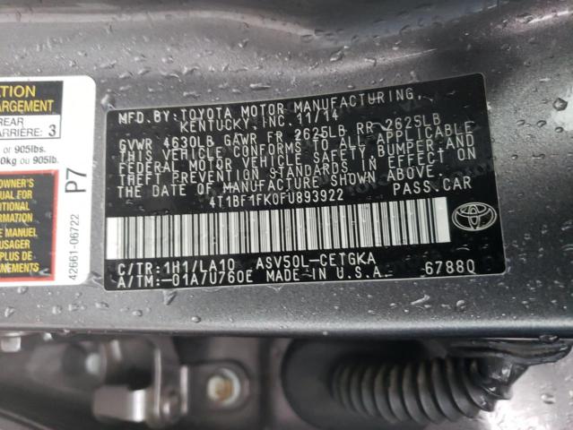 Photo 11 VIN: 4T1BF1FK0FU893922 - TOYOTA CAMRY LE 