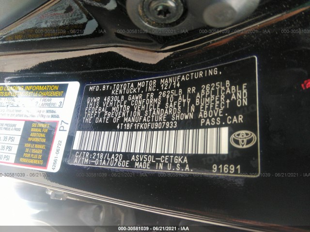 Photo 8 VIN: 4T1BF1FK0FU907933 - TOYOTA CAMRY 