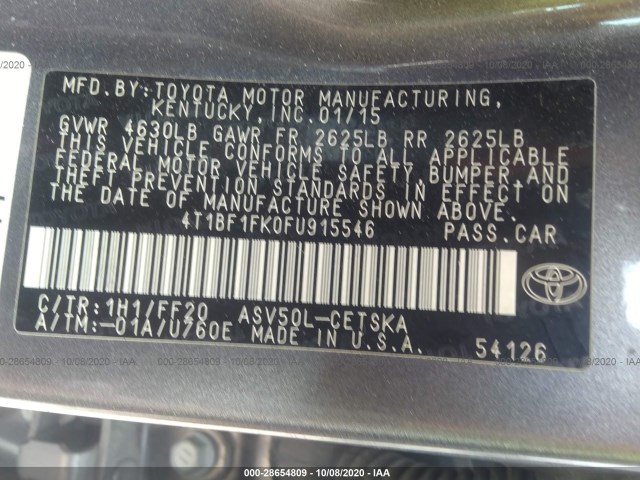 Photo 8 VIN: 4T1BF1FK0FU915546 - TOYOTA CAMRY 