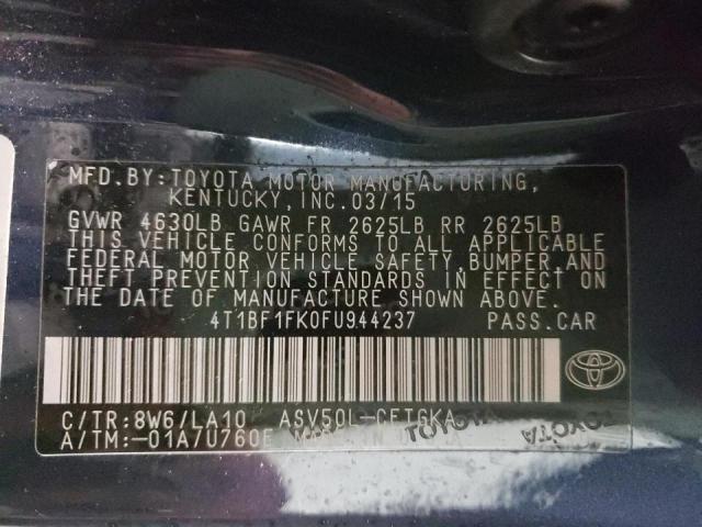 Photo 9 VIN: 4T1BF1FK0FU944237 - TOYOTA CAMRY 