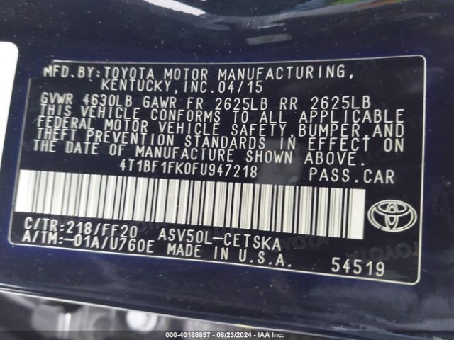 Photo 8 VIN: 4T1BF1FK0FU947218 - TOYOTA CAMRY 