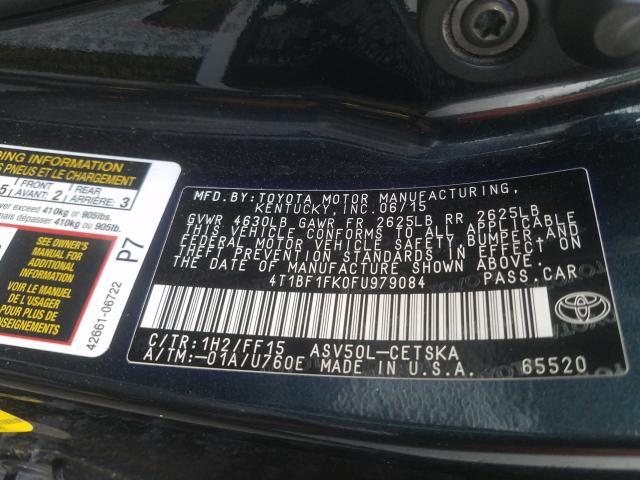 Photo 9 VIN: 4T1BF1FK0FU979084 - TOYOTA CAMRY LE 