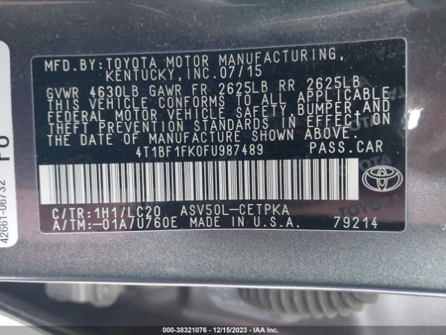 Photo 8 VIN: 4T1BF1FK0FU987489 - TOYOTA CAMRY 