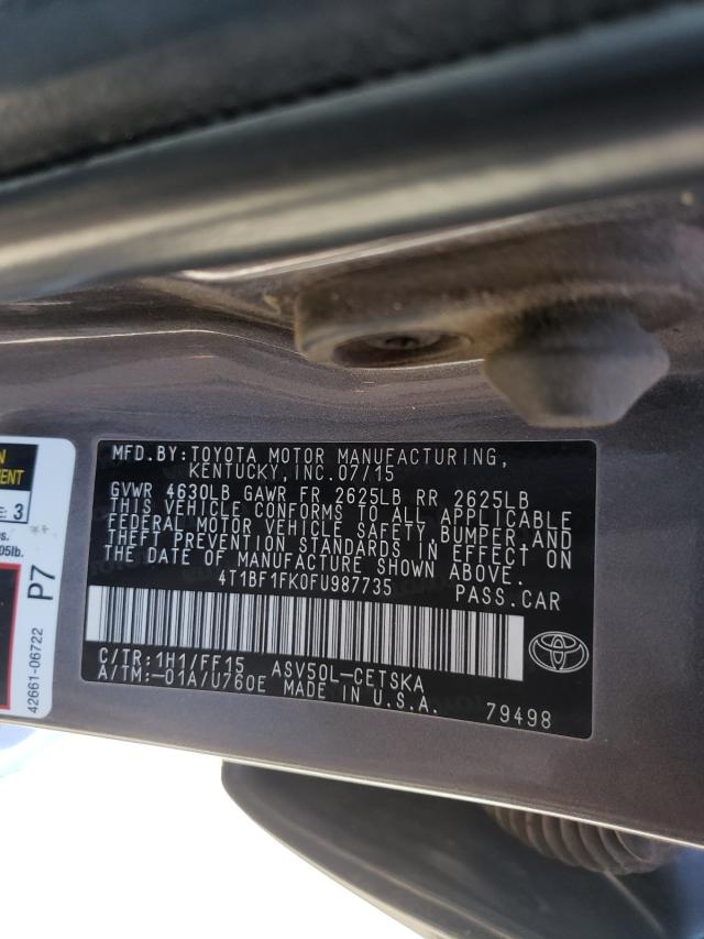 Photo 9 VIN: 4T1BF1FK0FU987735 - TOYOTA CAMRY LE 