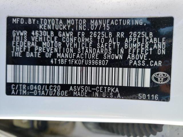 Photo 9 VIN: 4T1BF1FK0FU996807 - TOYOTA CAMRY LE 