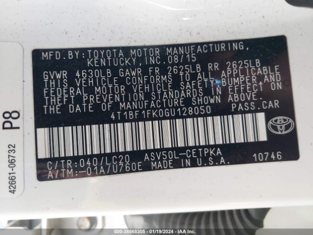 Photo 8 VIN: 4T1BF1FK0GU128050 - TOYOTA CAMRY 