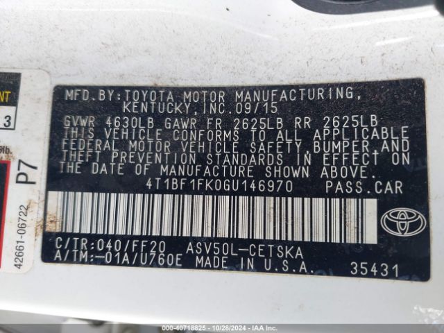 Photo 8 VIN: 4T1BF1FK0GU146970 - TOYOTA CAMRY 