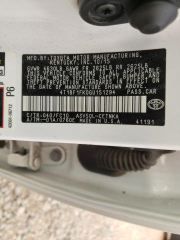 Photo 9 VIN: 4T1BF1FK0GU151294 - TOYOTA CAMRY LE 