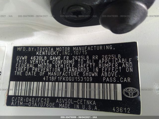 Photo 8 VIN: 4T1BF1FK0GU153109 - TOYOTA CAMRY 