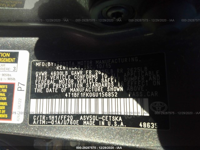 Photo 8 VIN: 4T1BF1FK0GU156852 - TOYOTA CAMRY 