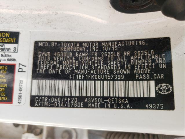 Photo 9 VIN: 4T1BF1FK0GU157399 - TOYOTA CAMRY LE 