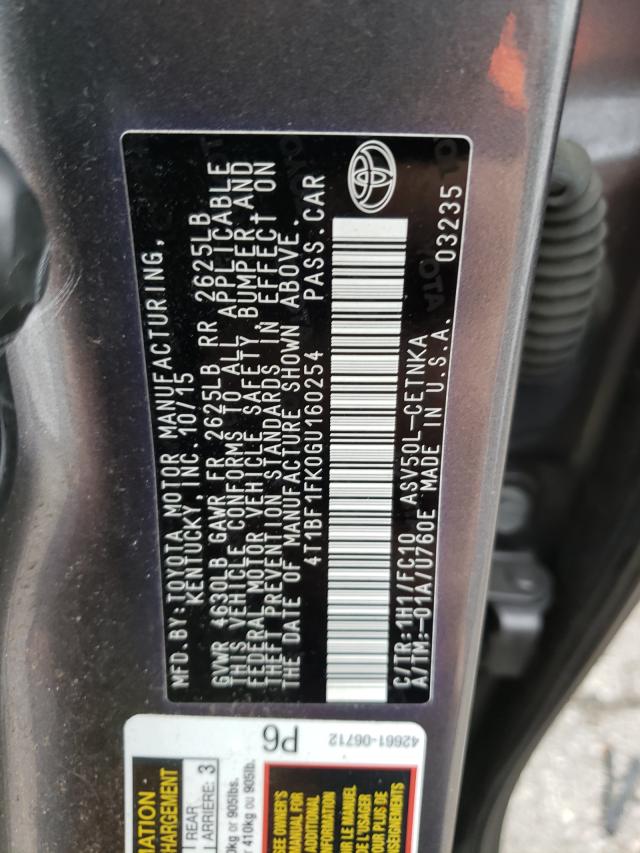 Photo 9 VIN: 4T1BF1FK0GU160254 - TOYOTA CAMRY LE 