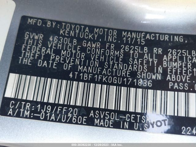 Photo 8 VIN: 4T1BF1FK0GU171836 - TOYOTA CAMRY 