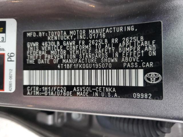 Photo 11 VIN: 4T1BF1FK0GU195070 - TOYOTA CAMRY LE 