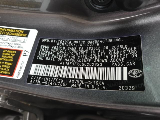 Photo 9 VIN: 4T1BF1FK0GU202633 - TOYOTA CAMRY 