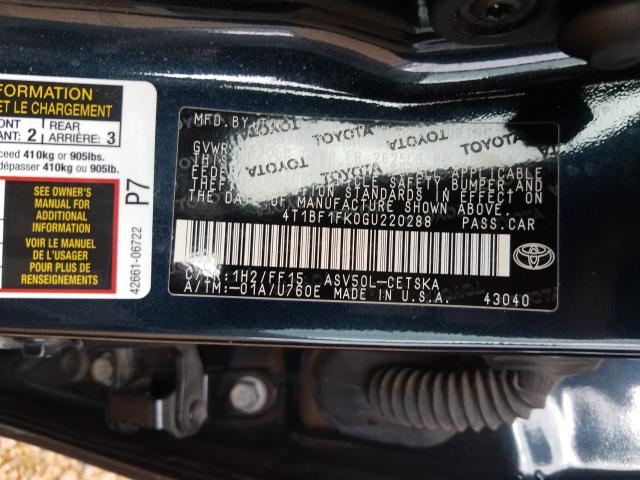 Photo 9 VIN: 4T1BF1FK0GU220288 - TOYOTA CAMRY LE 