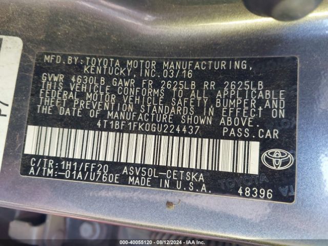 Photo 8 VIN: 4T1BF1FK0GU224437 - TOYOTA CAMRY 