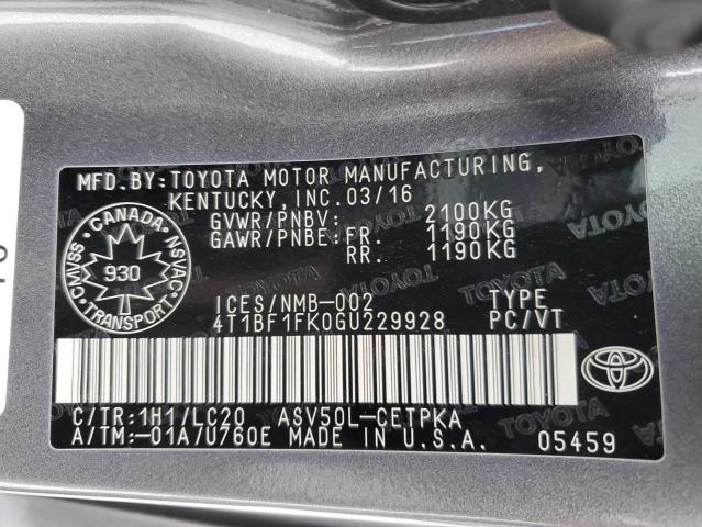 Photo 11 VIN: 4T1BF1FK0GU229928 - TOYOTA CAMRY LE 